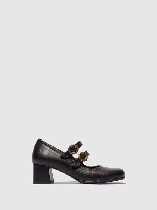 Sapatos de salto médio em pele FLY London PAAF preto