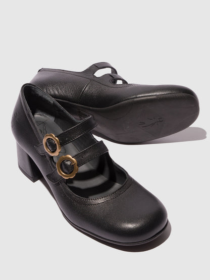 Sapatos de salto médio em pele FLY London PAAF preto