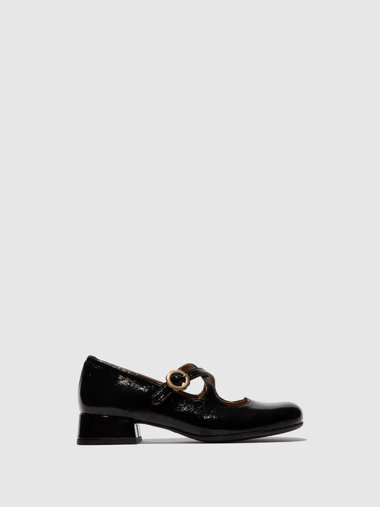 Sabrinas clássicas em pele verniz FLY London CADS preto