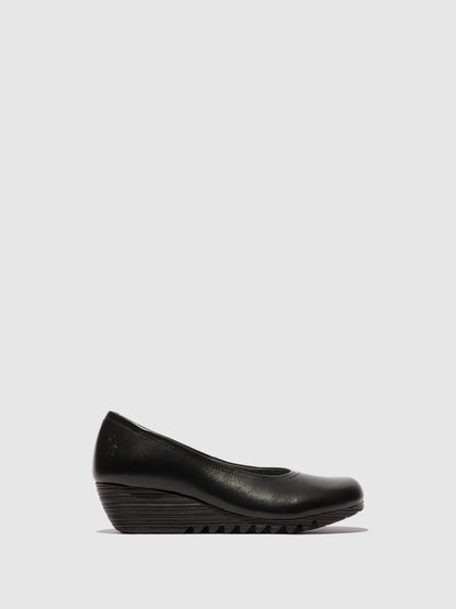Sapatos de salto médio em pele FLY London OPAN preto