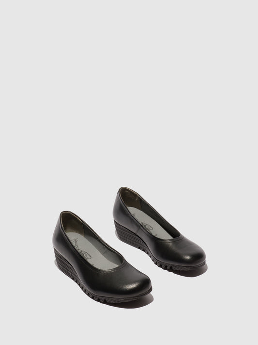 Sapatos de salto médio em pele FLY London OPAN preto