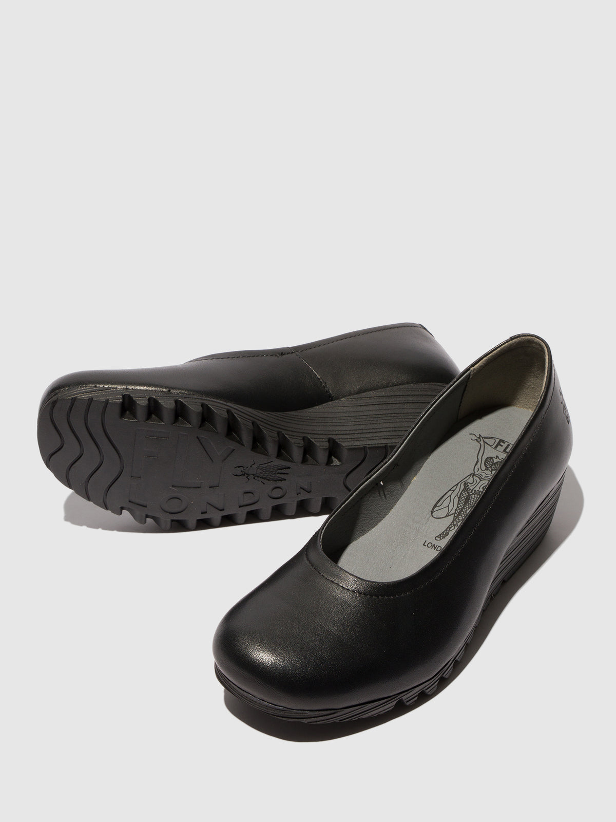 Sapatos de salto médio em pele FLY London OPAN preto