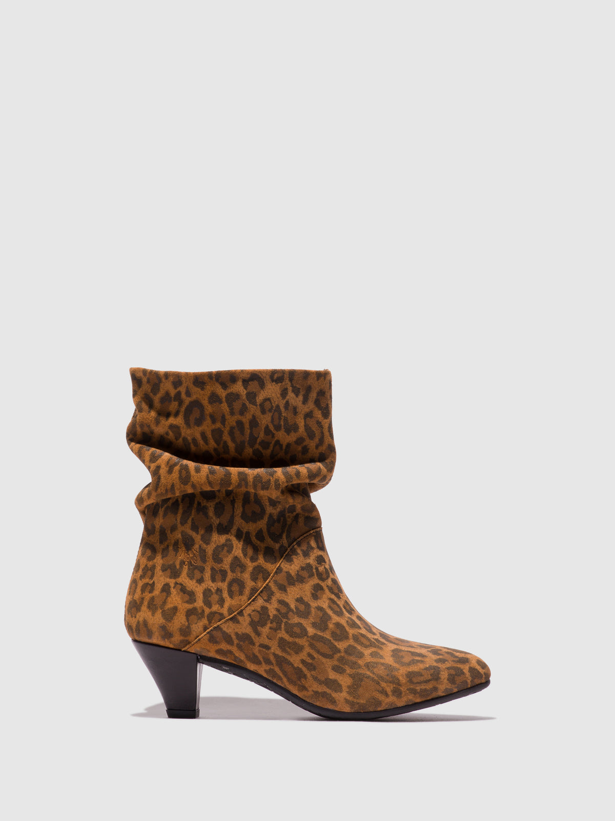 Botas em camurça com padrão leopardo FLY London PULK camel
