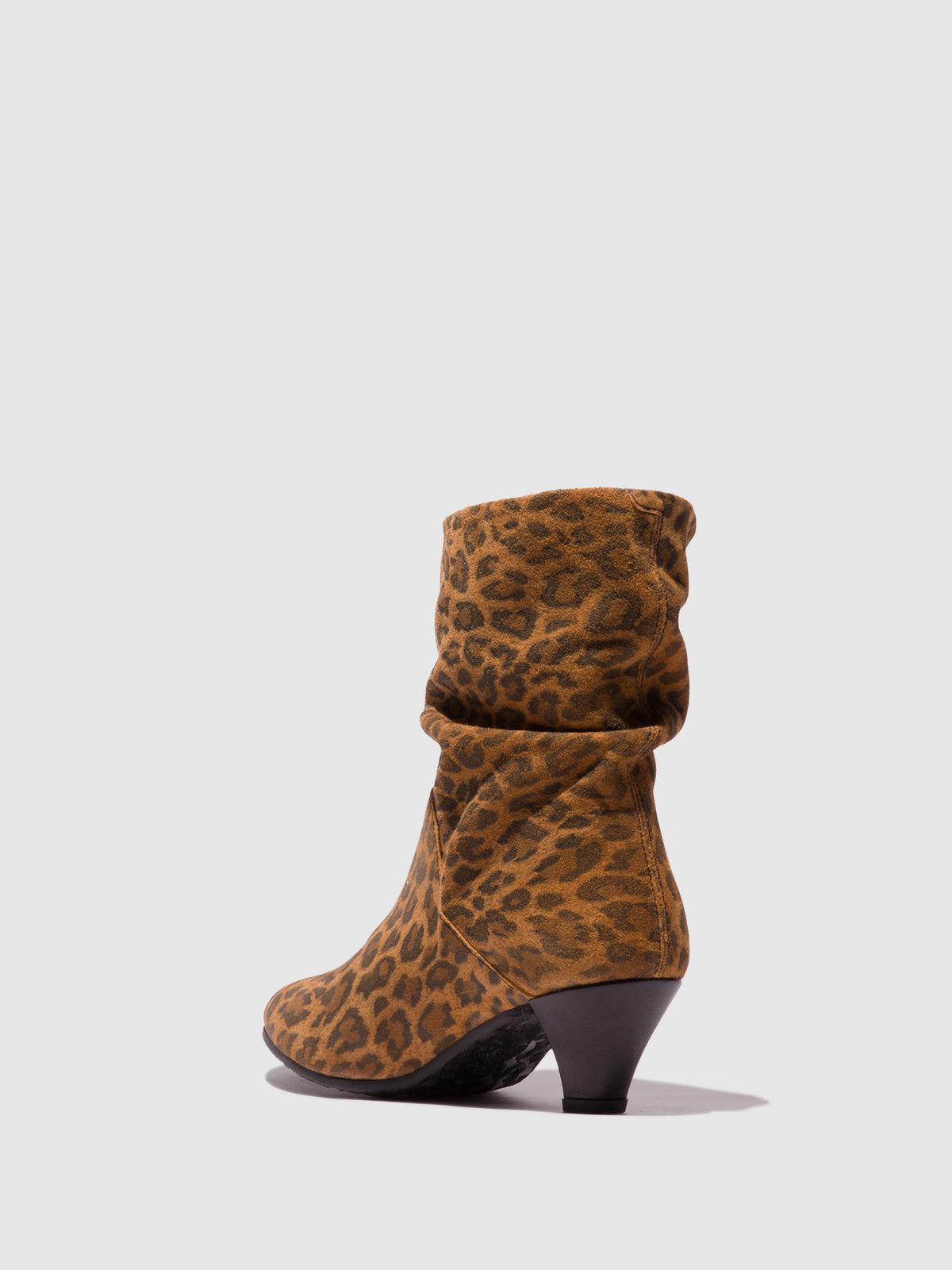Botas em camurça com padrão leopardo FLY London PULK camel