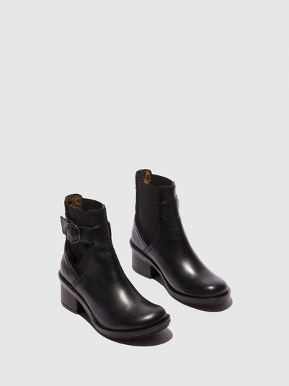 Botins em pele e camurça FLY London CACH preto