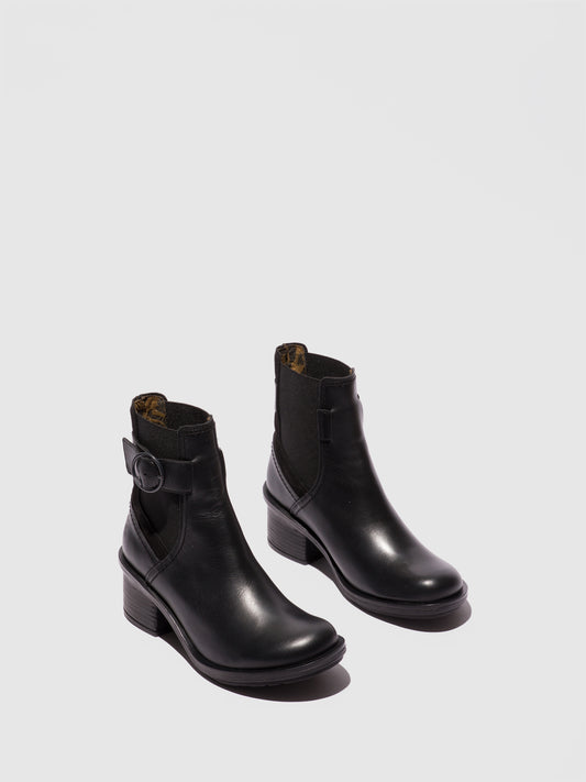 Botins em pele e camurça FLY London CACH preto