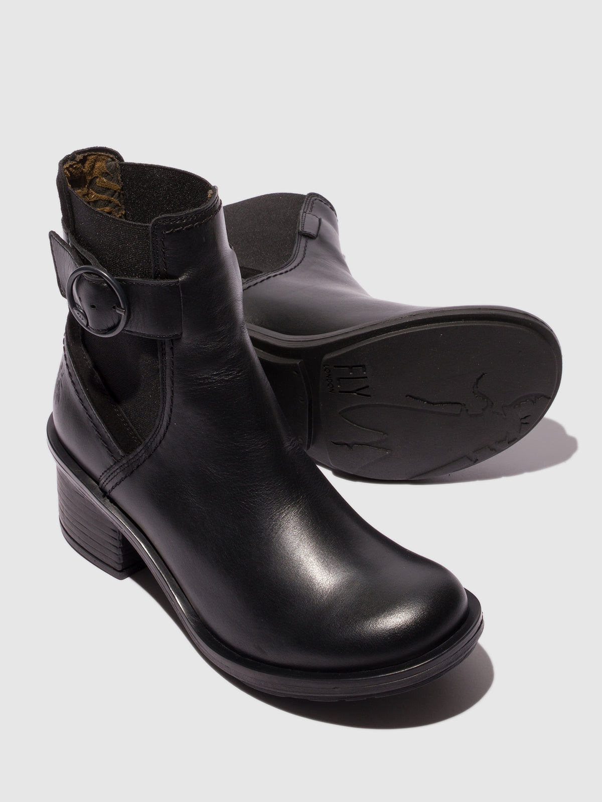 Botins em pele e camurça FLY London CACH preto