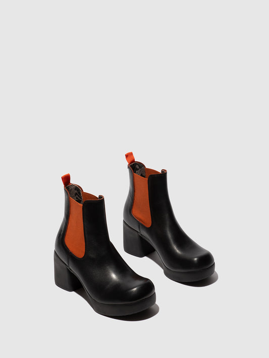Botins em pele FLY London FAMY preto/vermelho