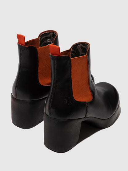 Botins em pele FLY London FAMY preto/vermelho