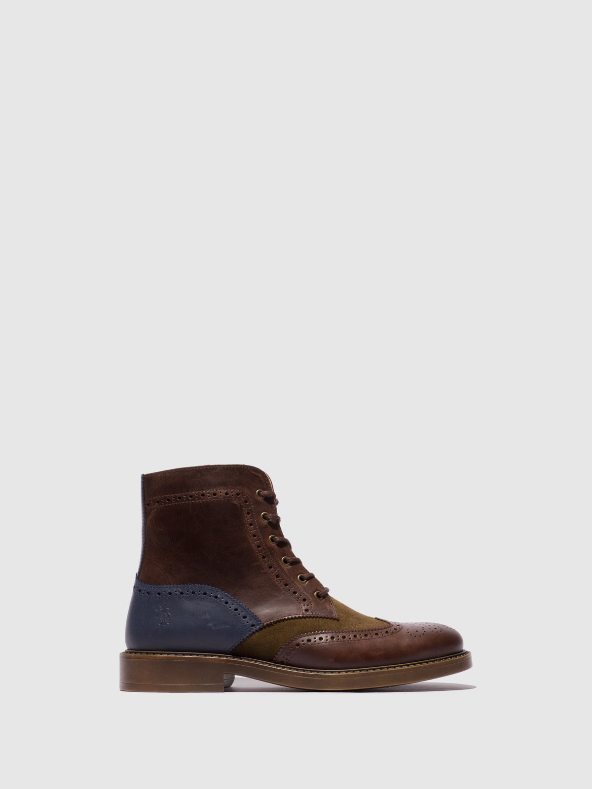 Botins em pele e camurça FLY London SILE castanho-escuro/verde-lodo/azul-marinho