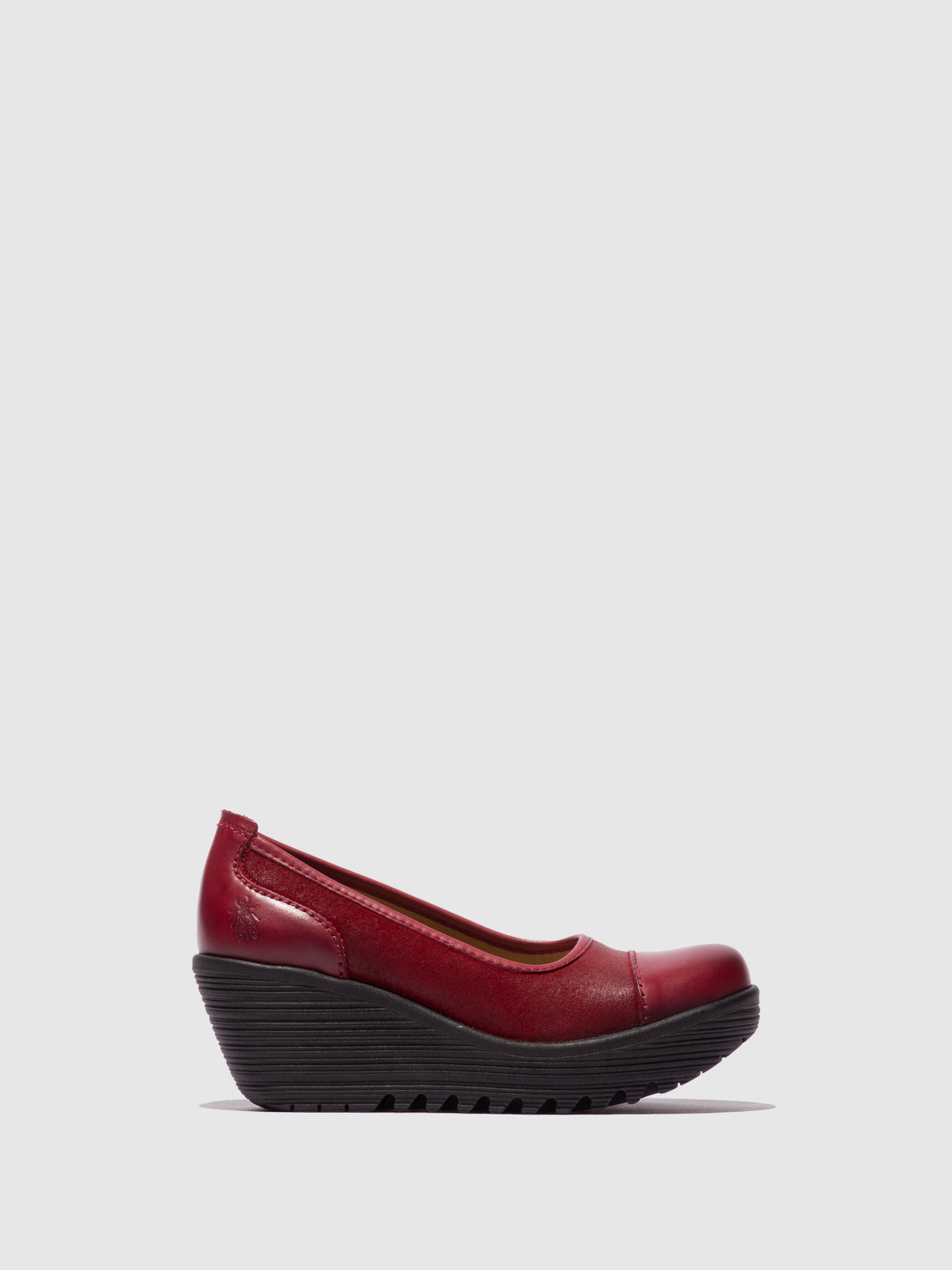 Sapatos de salto médio em pele e camurça FLY London LIJE bordô/vermelho