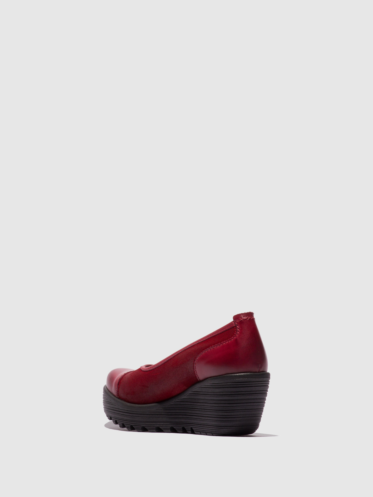 Sapatos de salto médio em pele e camurça FLY London LIJE bordô/vermelho