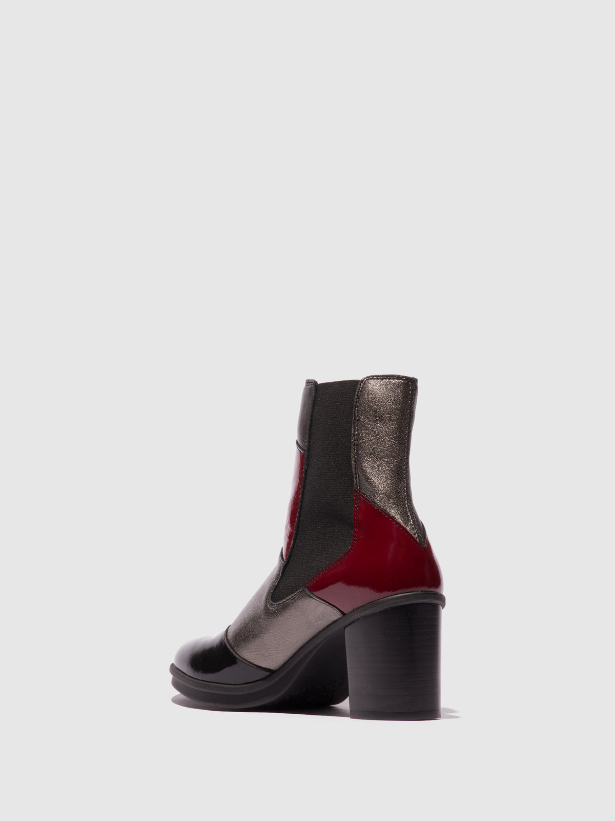 Botins em pele e tecido FLY London GULK preto/grafite/ferrugem
