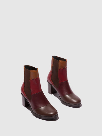 Botins em pele e tecido FLY London GULK castanho-escuro/vinho/bordô/tan