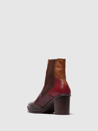 Botins em pele e tecido FLY London GULK castanho-escuro/vinho/bordô/tan
