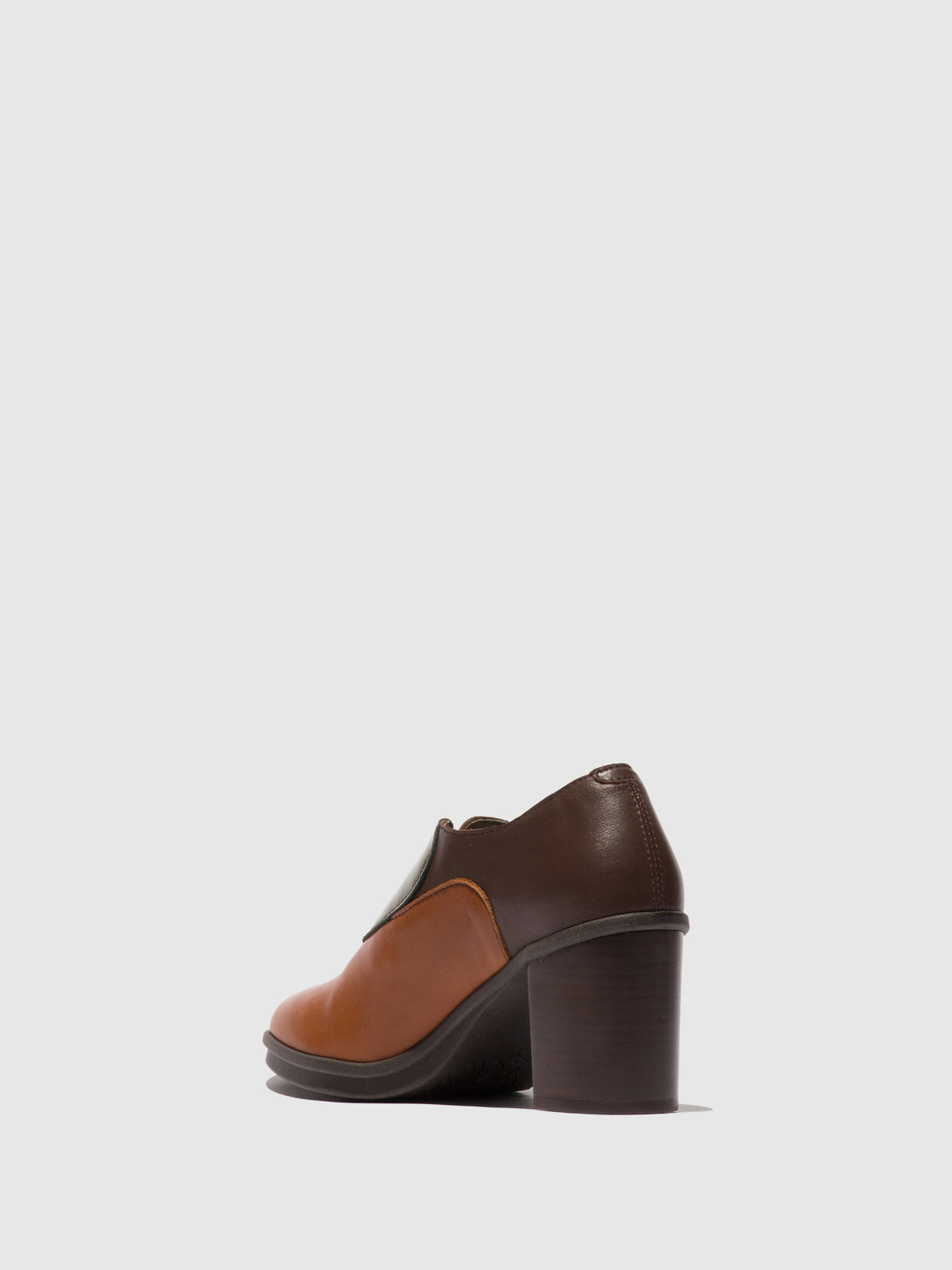 Sapatos de salto alto em pele e tecido FLY London GEIL tan/verde-alga/castanho-escuro