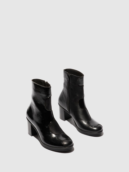 Botins em pele e tecido FLY London GIGS preto
