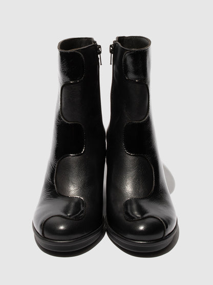 Botins em pele e tecido FLY London GIGS preto