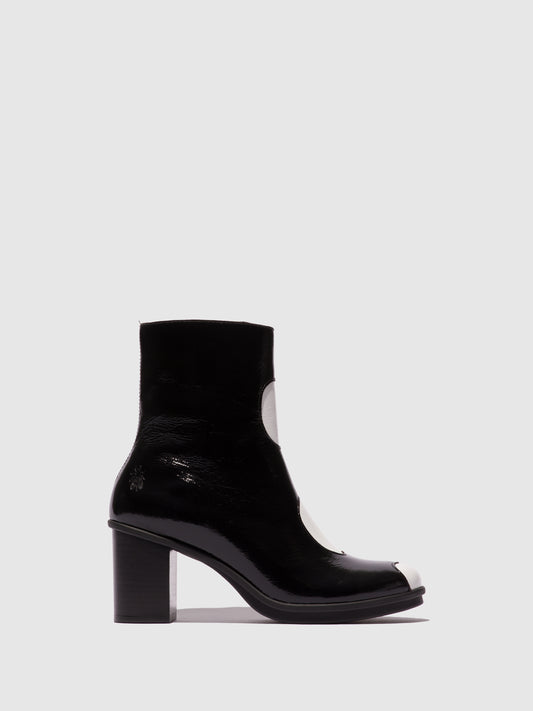 Botins em pele envernizada FLY London GIGS preto/branco