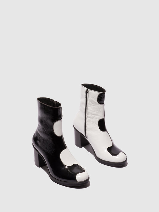 Botins em pele envernizada FLY London GIGS preto/branco