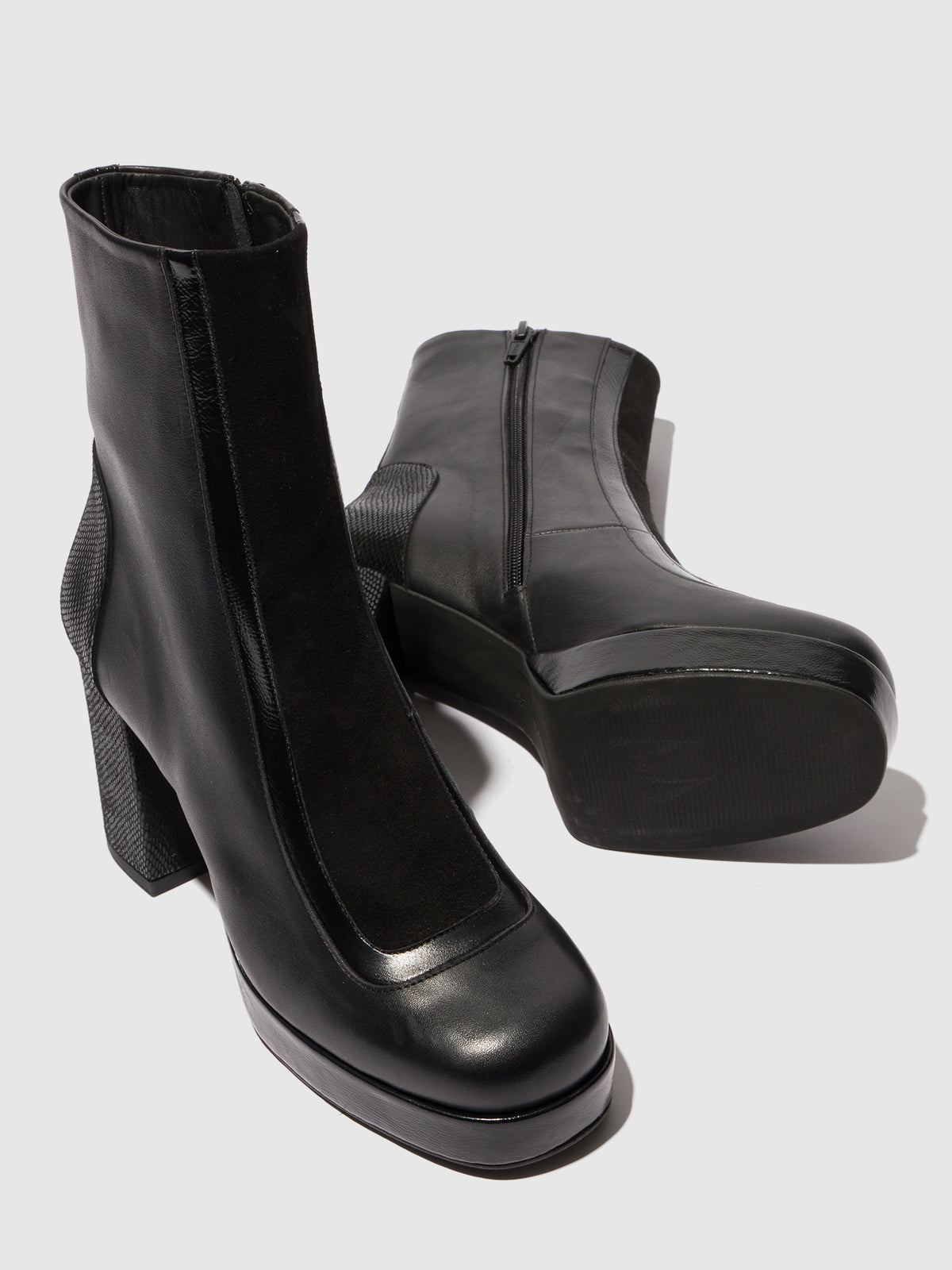 Botins em pele e camurça FLY London EMIE preto