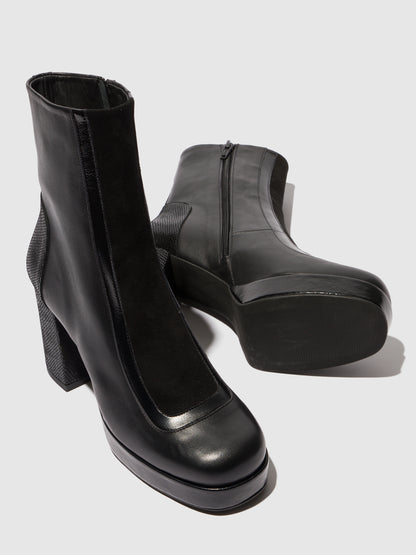 Botins em pele e camurça FLY London EMIE preto