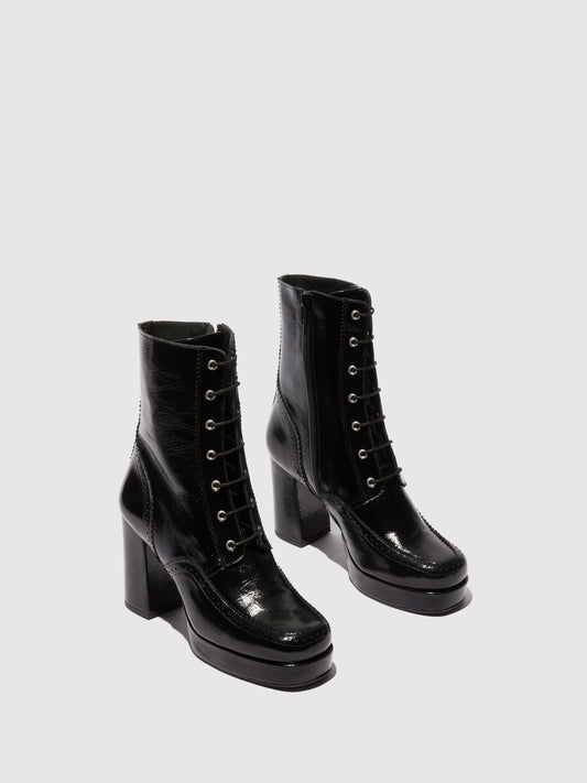 Botas em pele envernizada FLY London ELUN preto