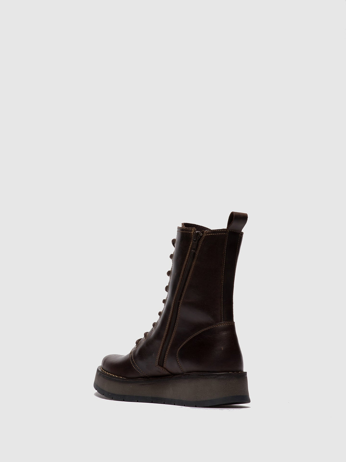 Botins com atacadores em pele FLY London RAMI rug castanho-escuro