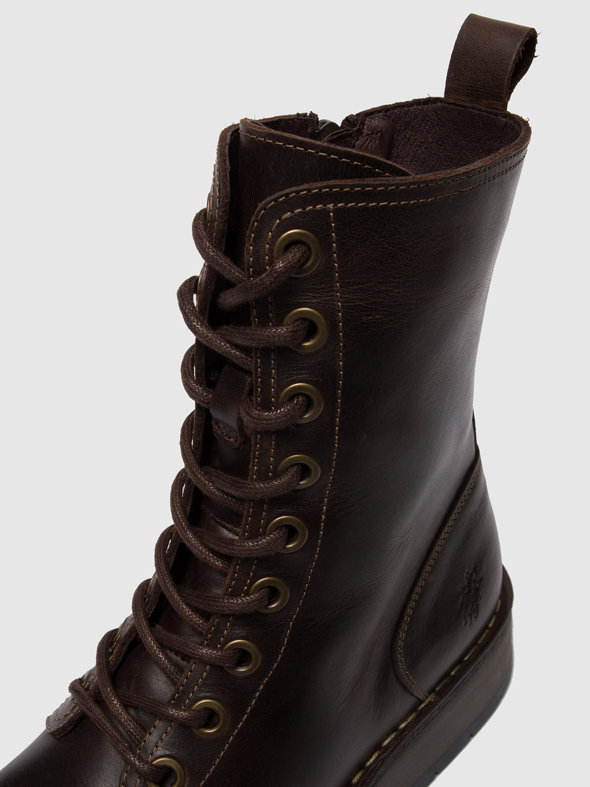 Botins com atacadores em pele FLY London RAMI rug castanho-escuro