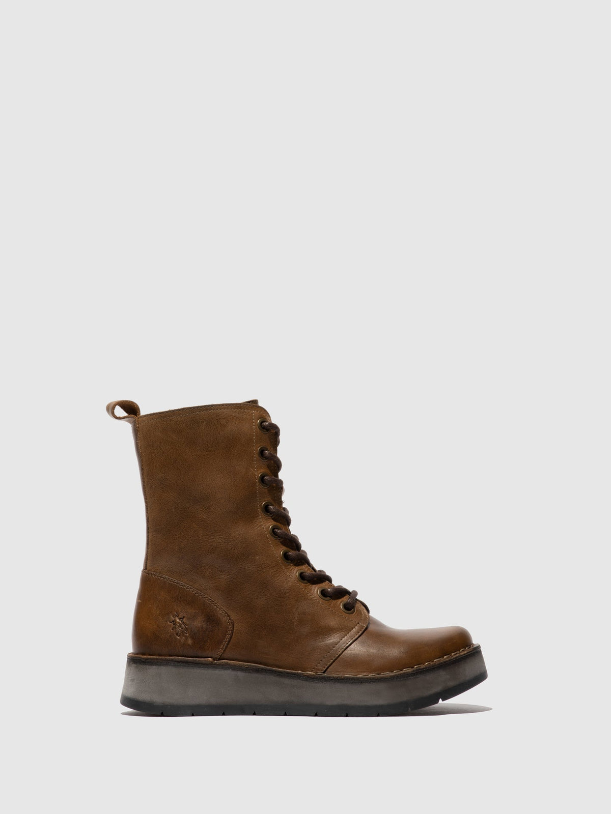 Botins com atacadores em pele FLY London RAMI rug camel