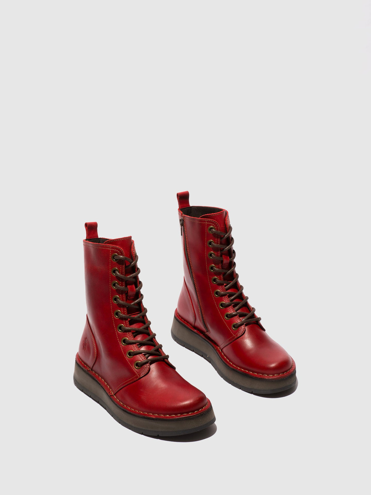 Botins com atacadores em pele FLY London RAMI vermelho