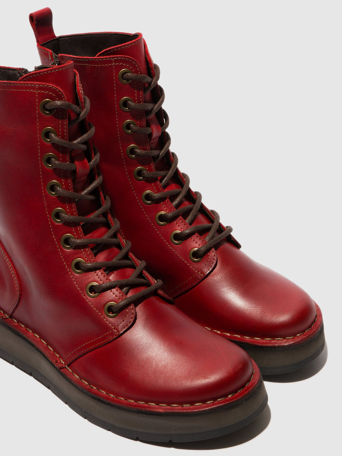 Botins com atacadores em pele FLY London RAMI vermelho