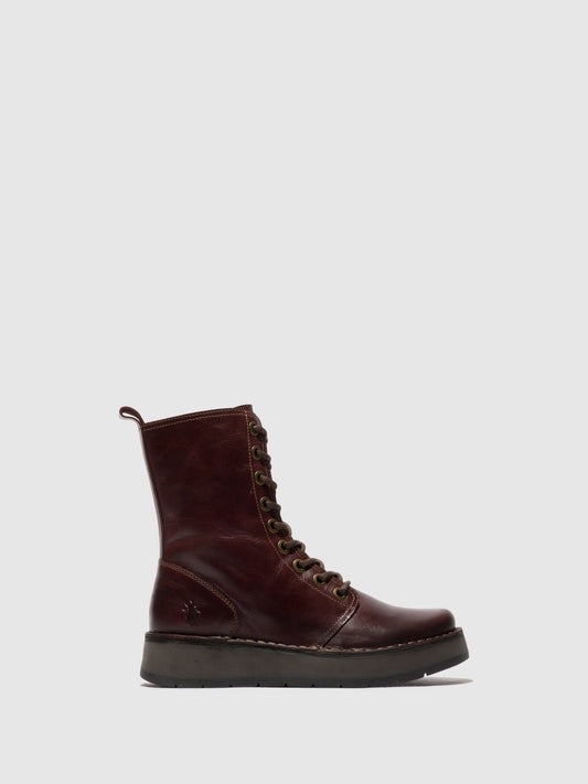 Botins com atacadores em pele FLY London RAMI vinho