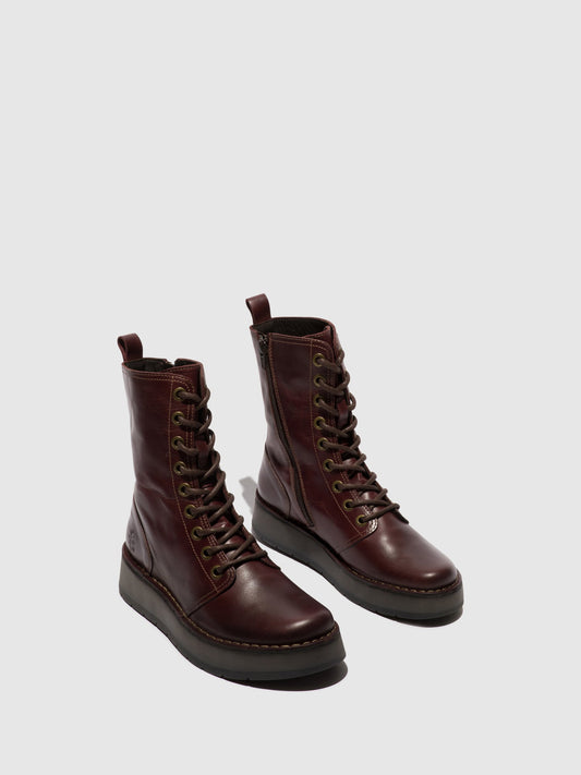 Botins com atacadores em pele FLY London RAMI vinho