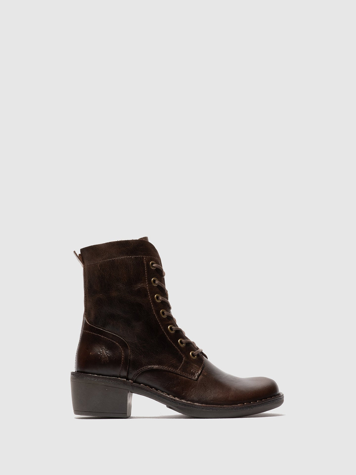 Botins com atacadores em pele FLY London MILU castanho-escuro