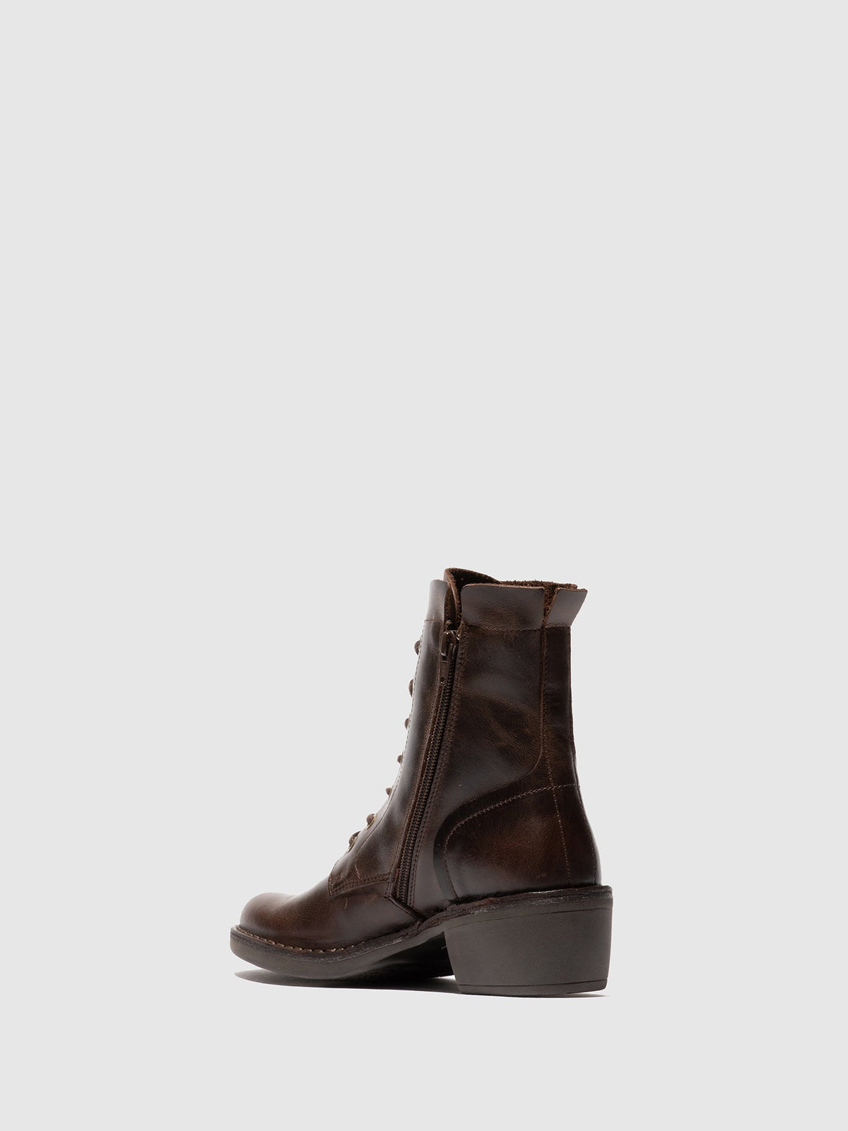 Botins com atacadores em pele FLY London MILU castanho-escuro