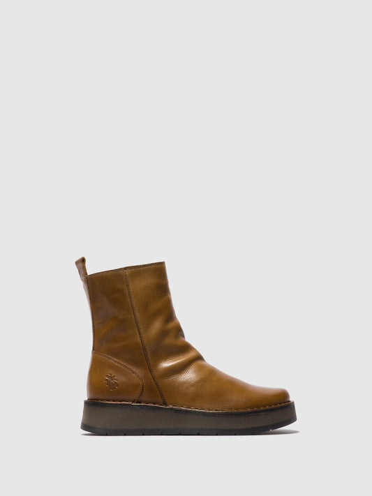 Botins com fecho em pele FLY London RENO rug camel/camel