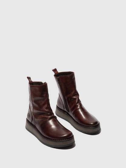 Botins com fecho em pele FLY London RENO vinho