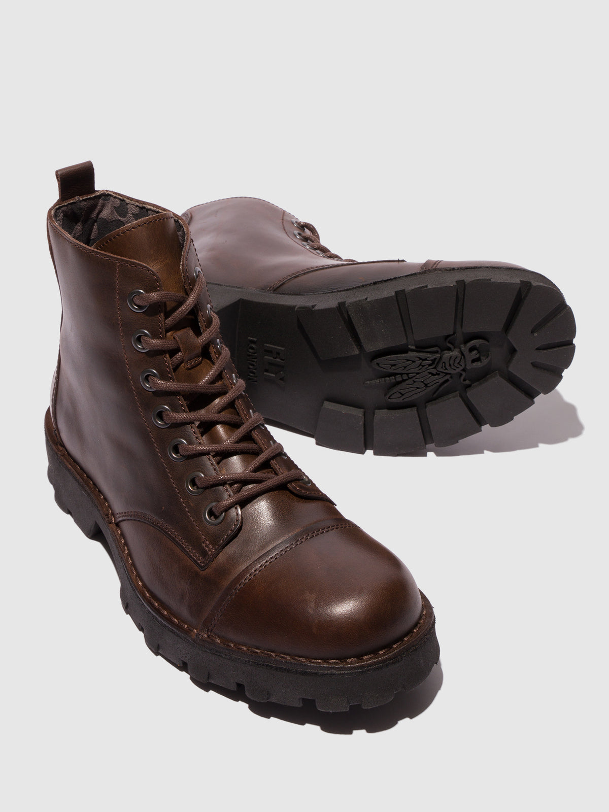 Botins em pele FLY London KLAM castanho-escuro