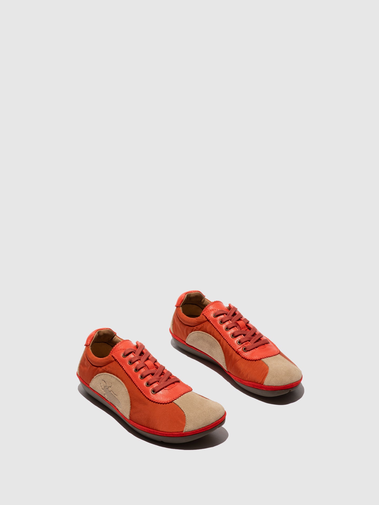 Sapatilhas em pele e tecido FLY London MEEG taupe vermelho
