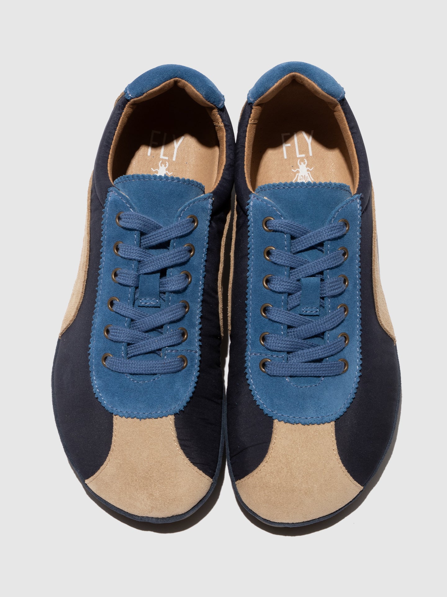 Sapatilhas em pele e tecido FLY London MEEG taupe azul