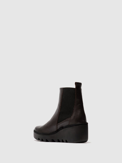 Botins Chelsea em pele FLY London BAGU castanho-escuro