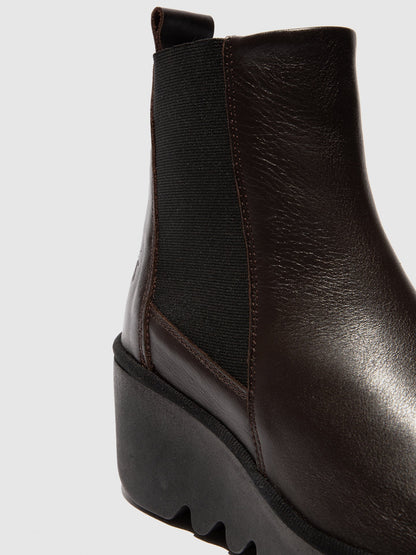 Botins Chelsea em pele FLY London BAGU castanho-escuro
