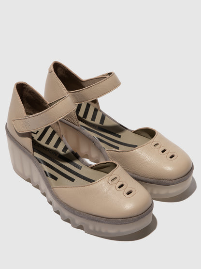 Sandálias em pele FLY London BISO taupe
