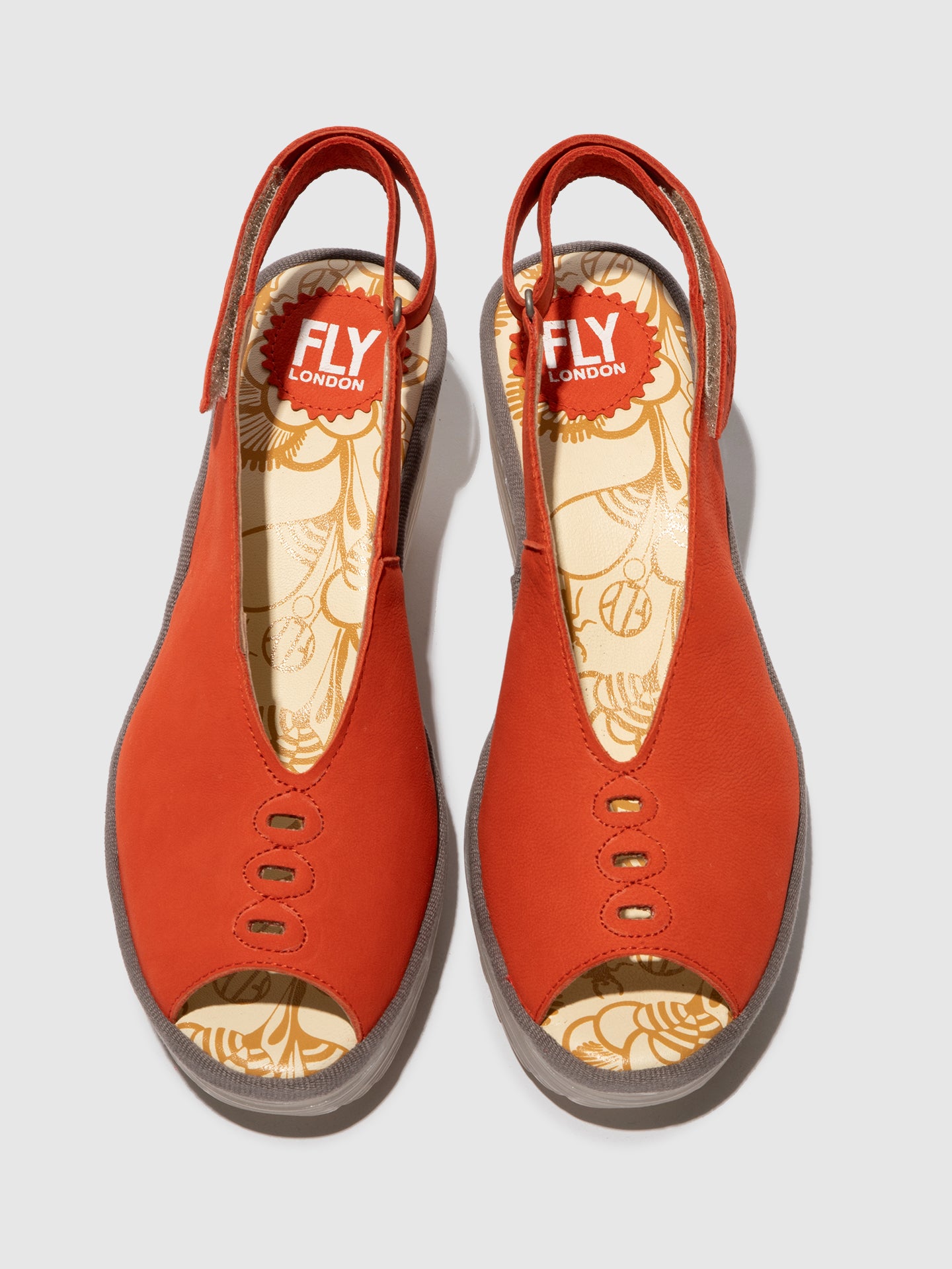 Sandálias em pele FLY London YEAY poppy laranja