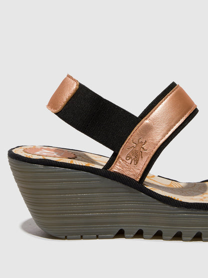 Sandálias abertas atrás em pele FLY London YACO blush gold