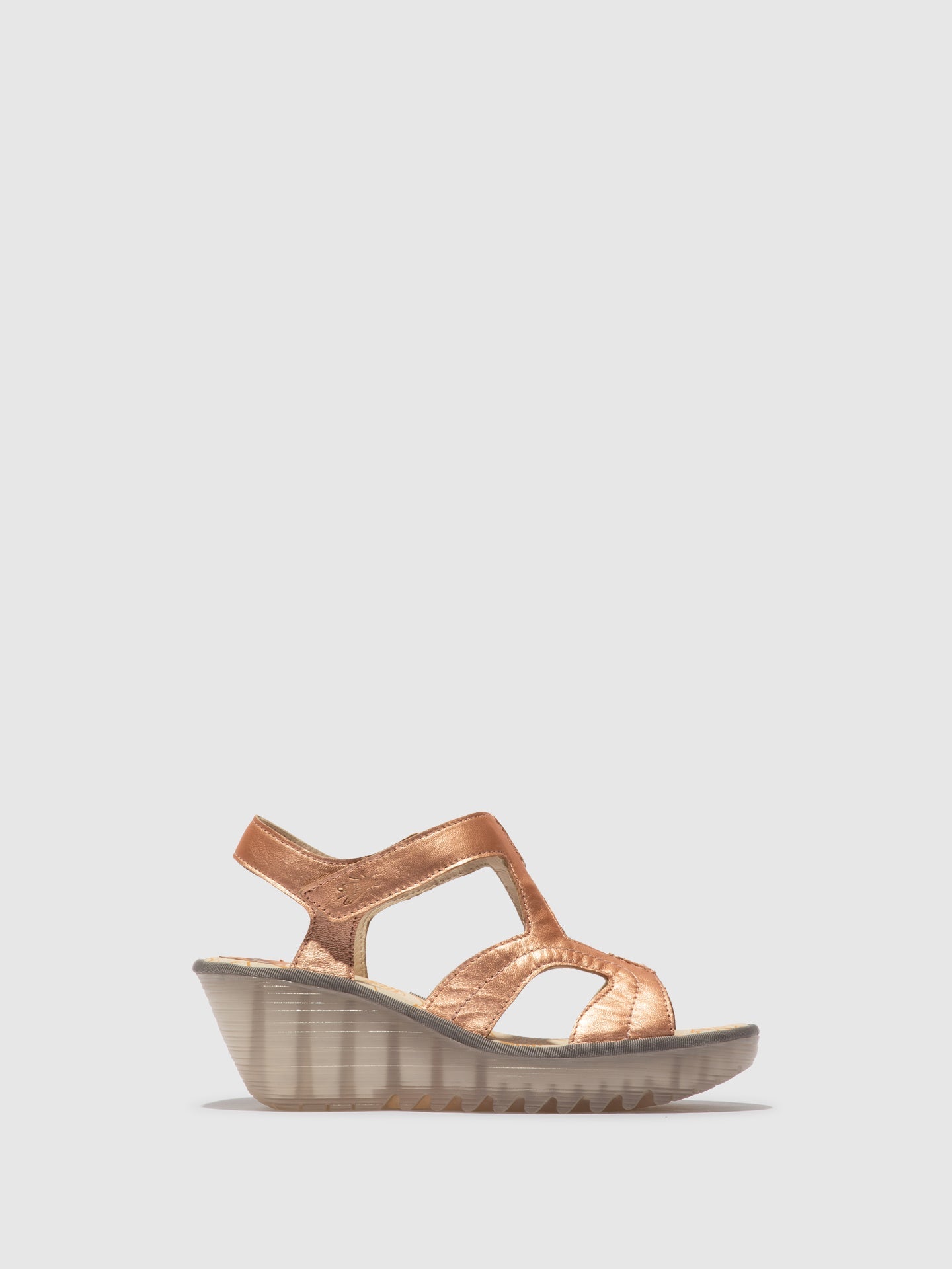 Sandálias de velcro em pele FLY London YOTU blush gold