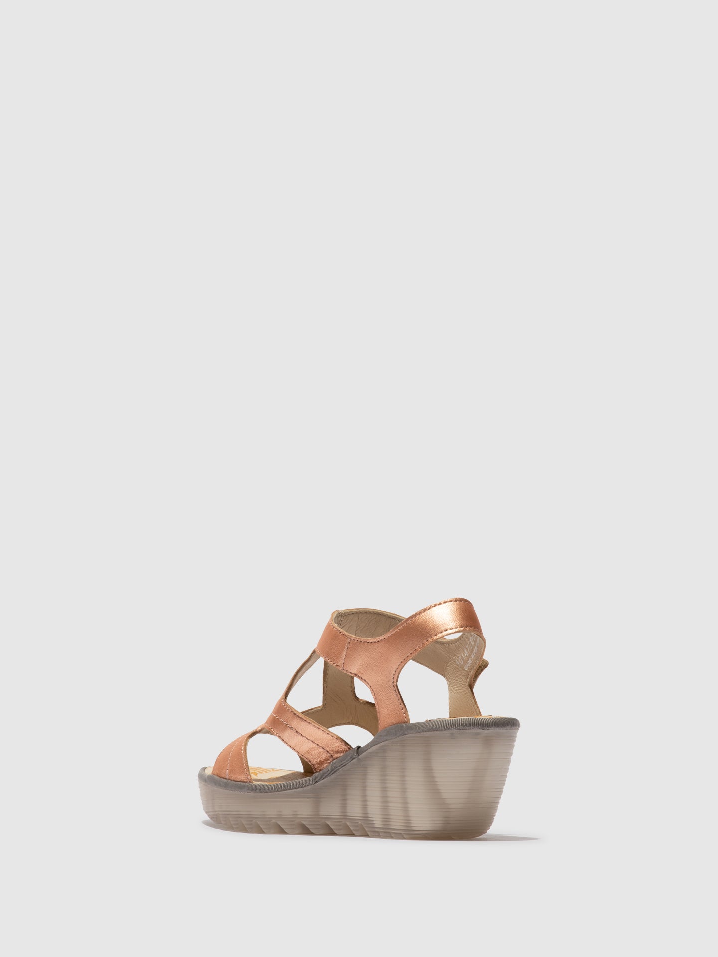 Sandálias de velcro em pele FLY London YOTU blush gold