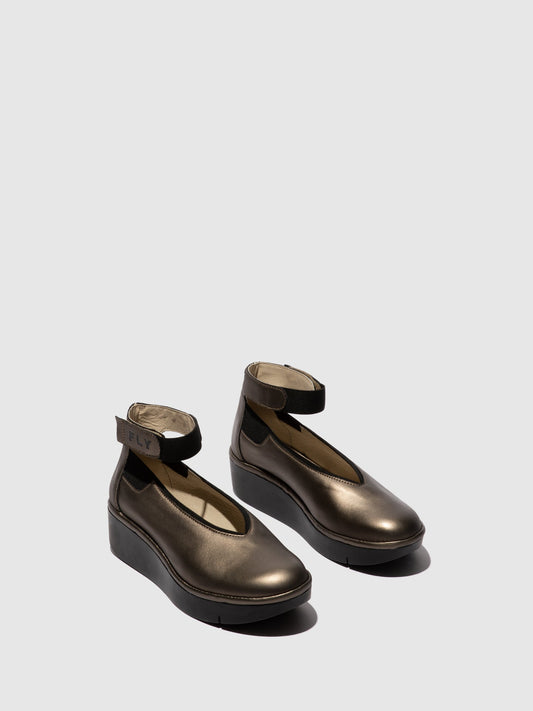 Sapatos com velcro em pele FLY London JOZI pewter