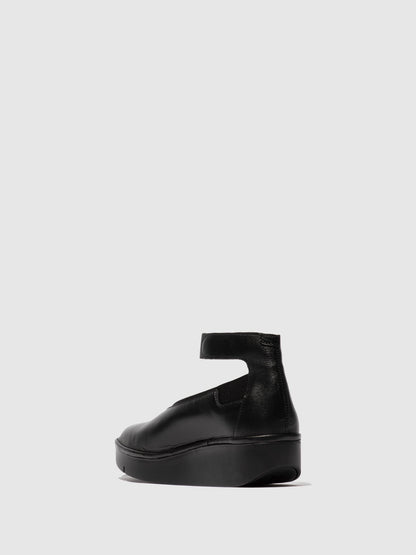 Sapatos com velcro em pele FLY London JOZI preto